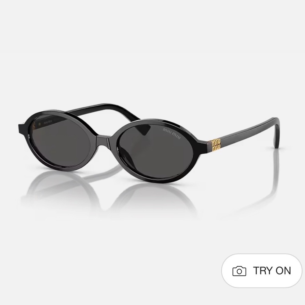Miu Miu Black and Gold Oval Sunglasses